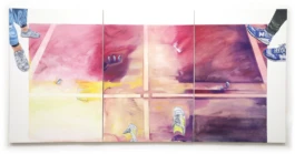 Ext Day Kiez, 2020, oil and watercolor on canvas 