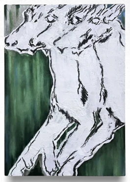 Running with the Hare and Hunting with the Hounds 2, 2025, oil on wood panel 