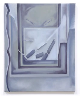 Suspend Gravity (Nailing it), 2020, oil on canvas 